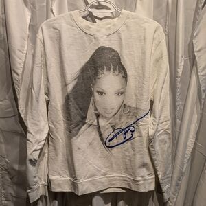 C3 Janet Jackson White Long Sleeve Sweatshirt Sz Medium